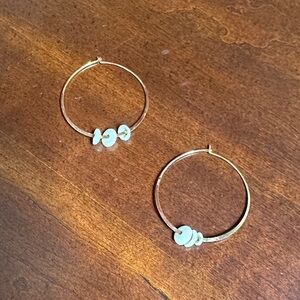Gold Hoop Earrings with White Puka Shells